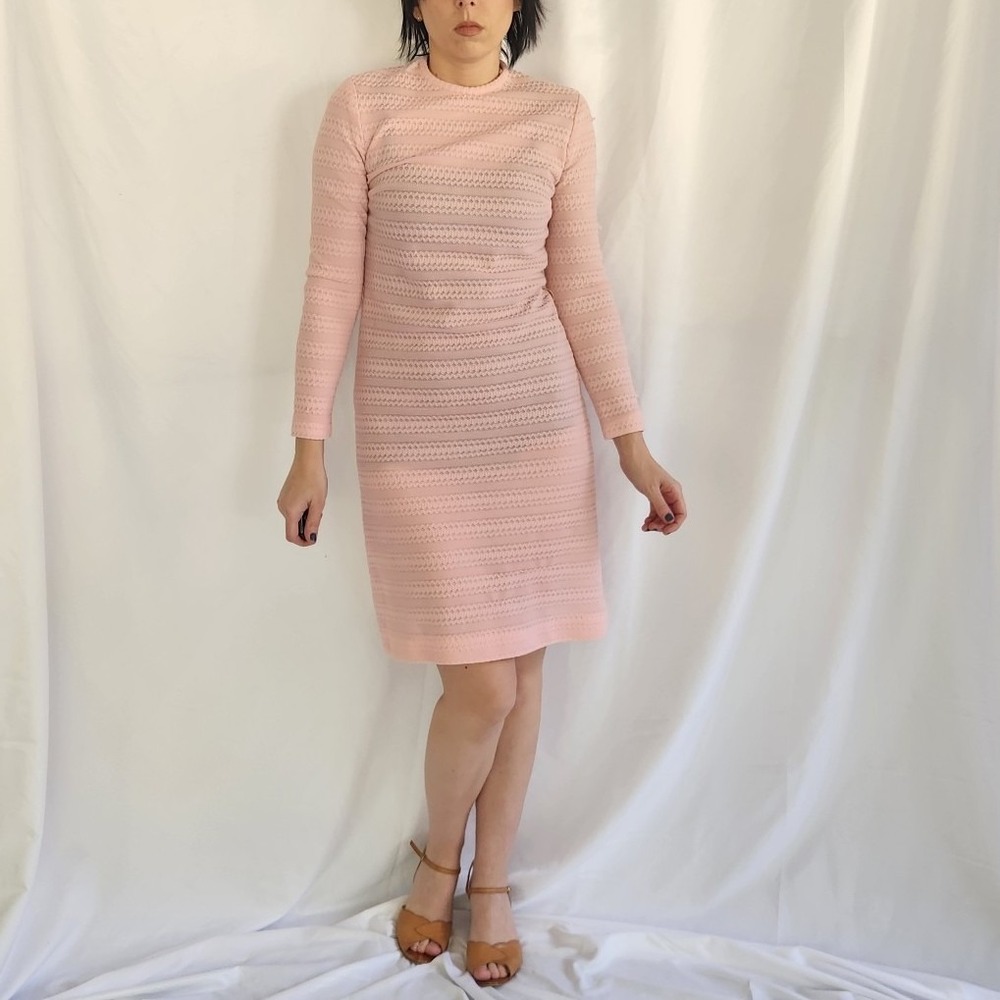 60s Pink Long Sleeve Dress‎